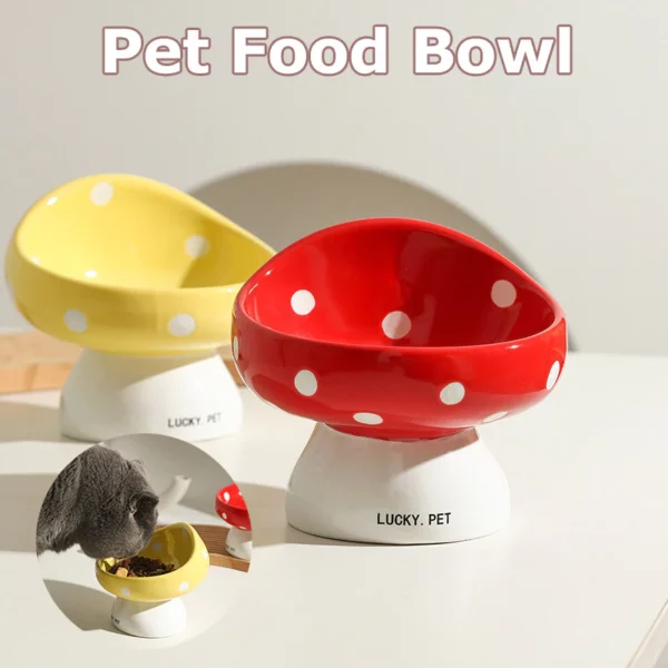 Neck Protector Mushroom Shape Pet Food Bowl
