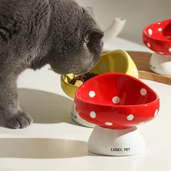 Neck Protector Mushroom Shape Pet Food Bowl