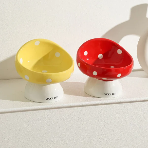 Neck Protector Mushroom Shape Pet Food Bowl