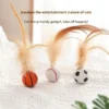 Set of 3 Cat Bouncy Ball with Feathers