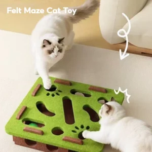 Cat Puzzle Toy Felt Box with Ball