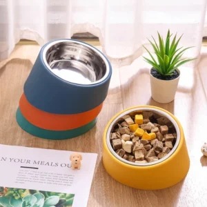 Stainless Steel Pet Incline 15 Degree Elevated Bowl